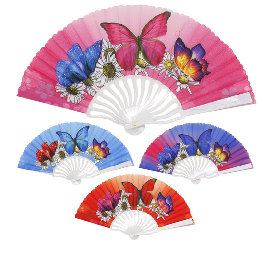 Butterfly Daisy Ombre Folding Hand Fan FN0373. (12PC)