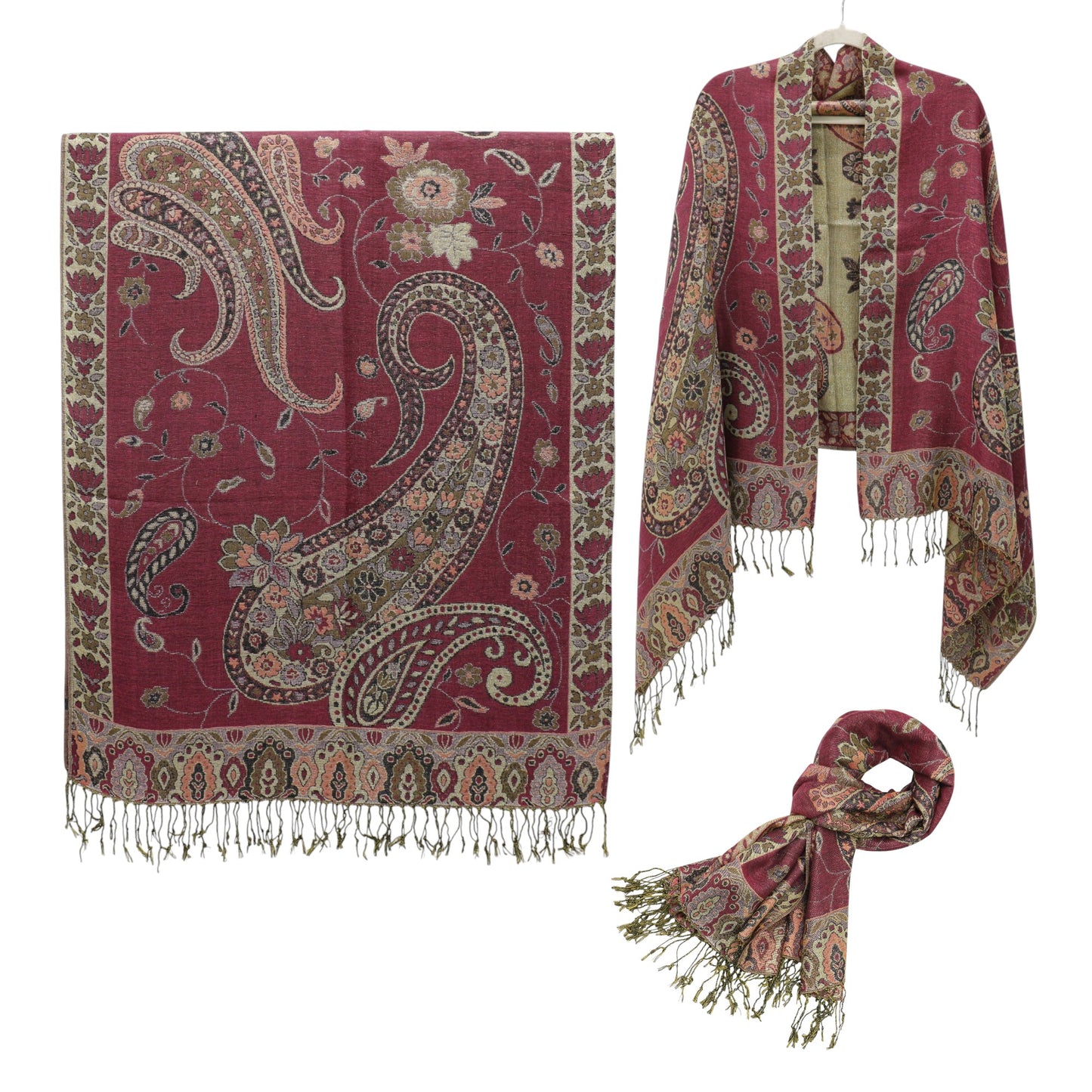 Metallic Pashmina Paisley Pattern SCF3719-30. (12PC)