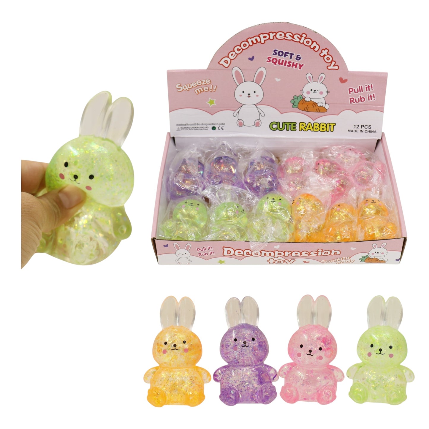 Glitter Maltose Sugar Bunny Squishy Toy SS6510-203 (12PC)