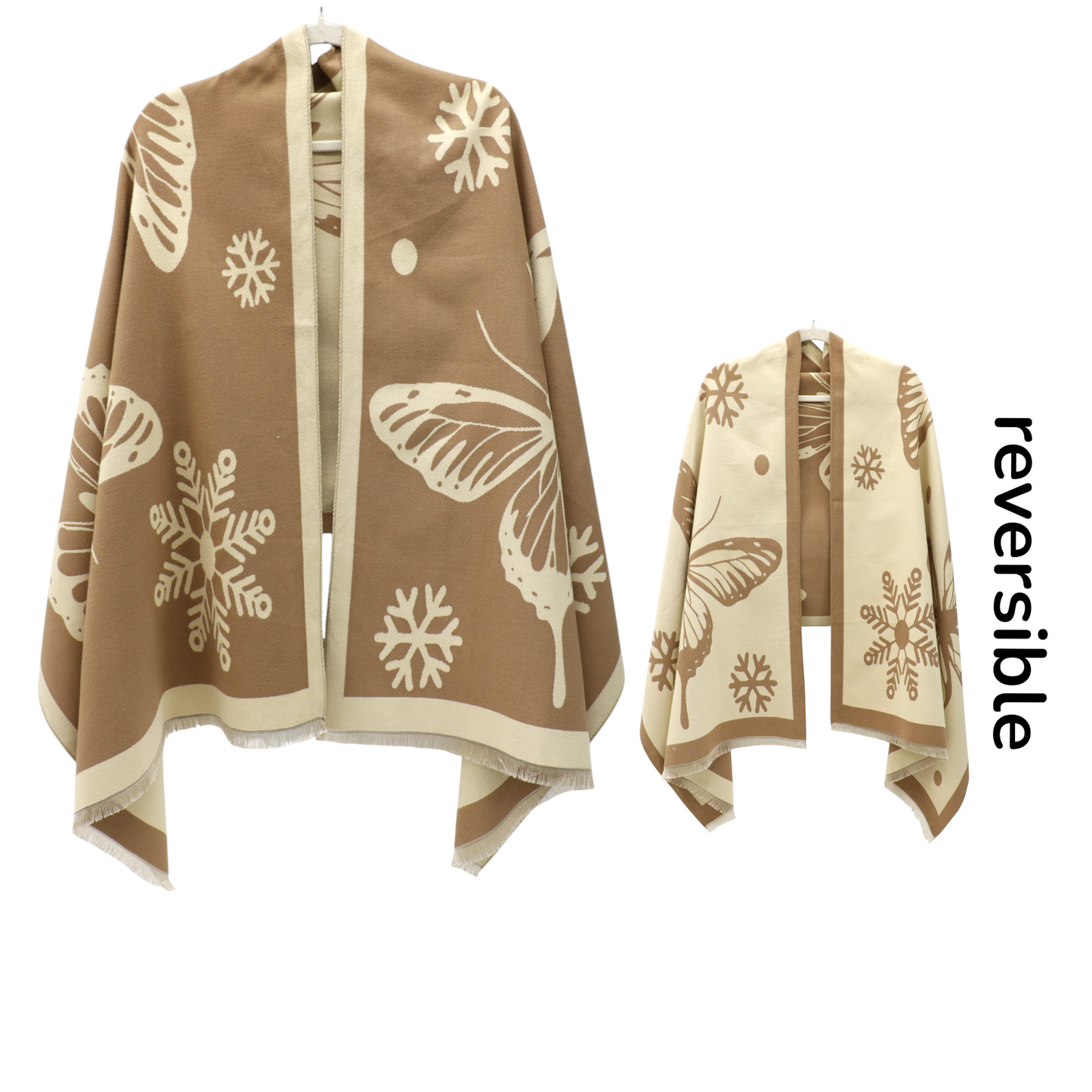 Cashmere Feel Winter Reversible Butterfly Snowflake patten Scarves SCF4902-2 (12PC)