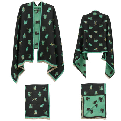 Cashmere Feel Winter Reversible Classic Cat Style  Scarves SCF1230-36(12PC)