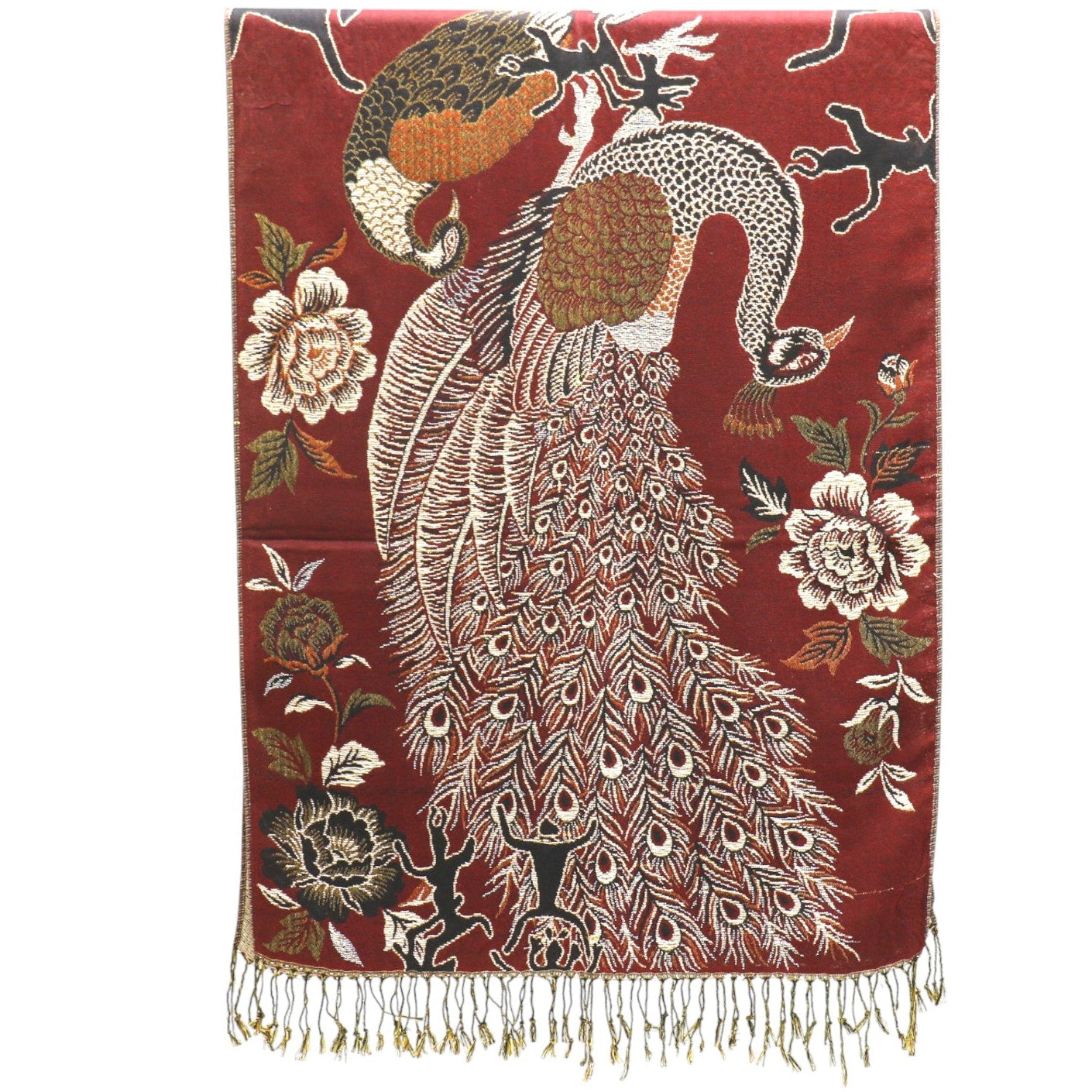 Metallic Pashmina Peacock Pattern SCF31105-11. (12PC)