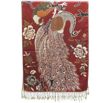 Metallic Pashmina Peacock Pattern SCF31105-11. (12PC)