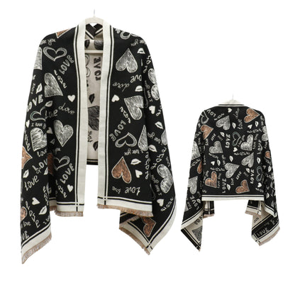 Cashmere Feel Winter Reversible Love N Heart Pattern Scarves SCF4827-23 (12PC)