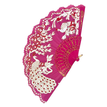 Peacock Floral Gold Glitter Hand Held Folding Fan FN9471...(12PC)