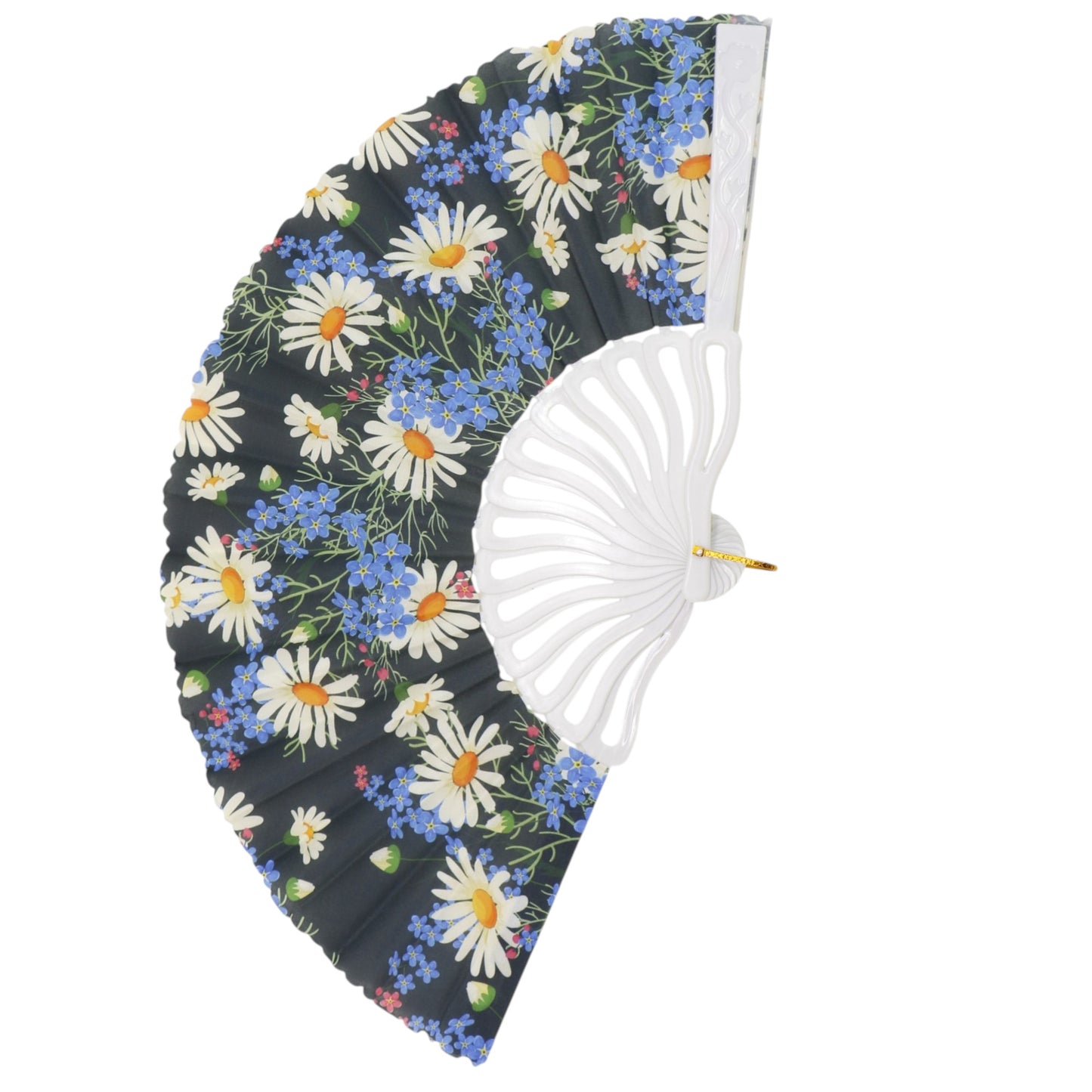 Flower Garden White Base Folding Hand Fan FN0458 (12PC)
