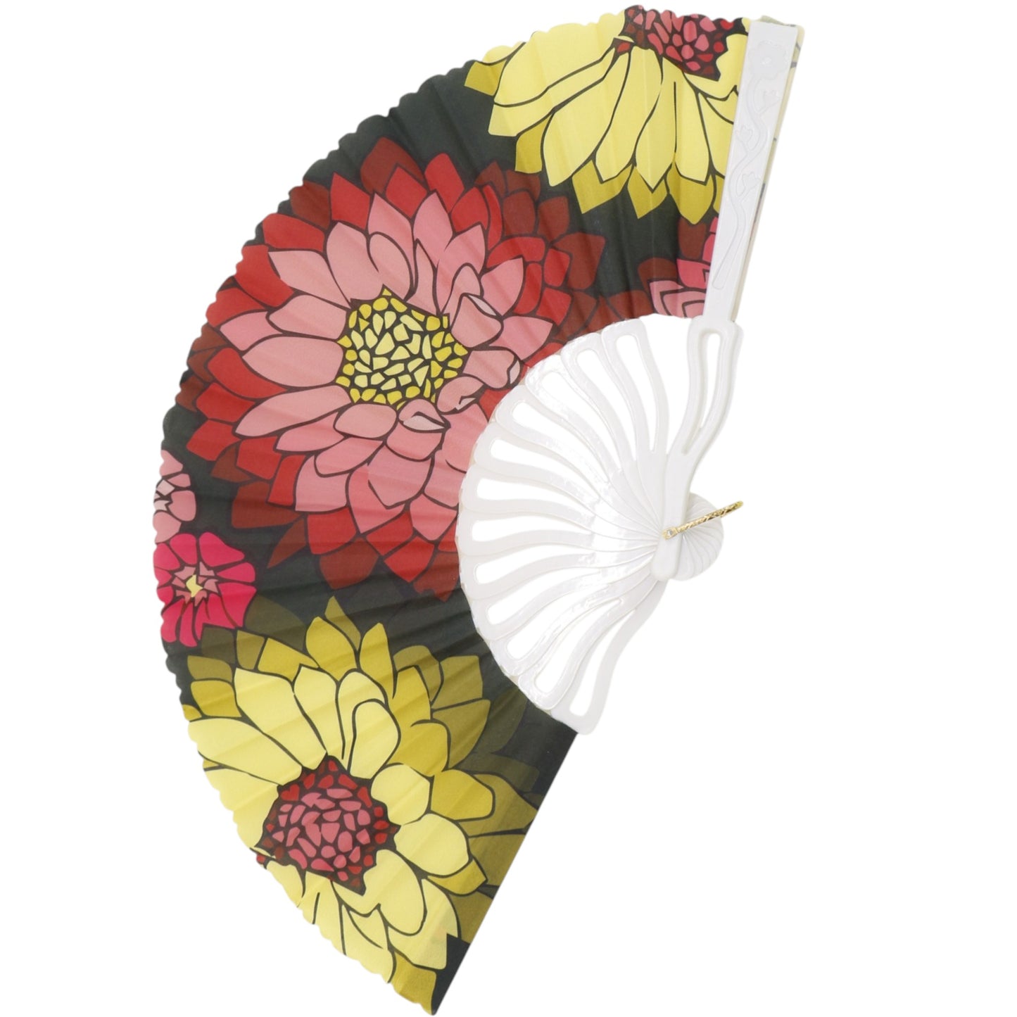 Flower Garden White Base Folding Hand Fan FN0458 (12PC)