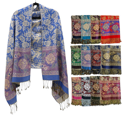 Metallic Pashmina Rose SCF4815-5.. (12PC)