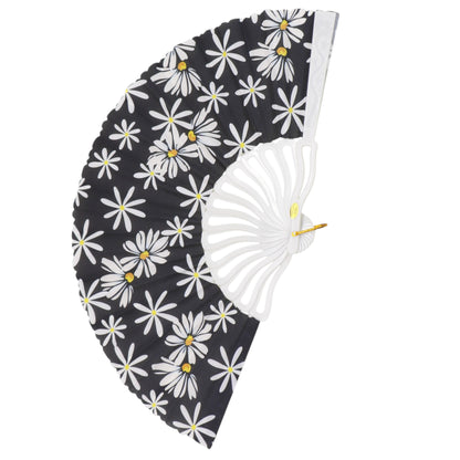 Flower Garden White Base Folding Hand Fan FN0458 (12PC)
