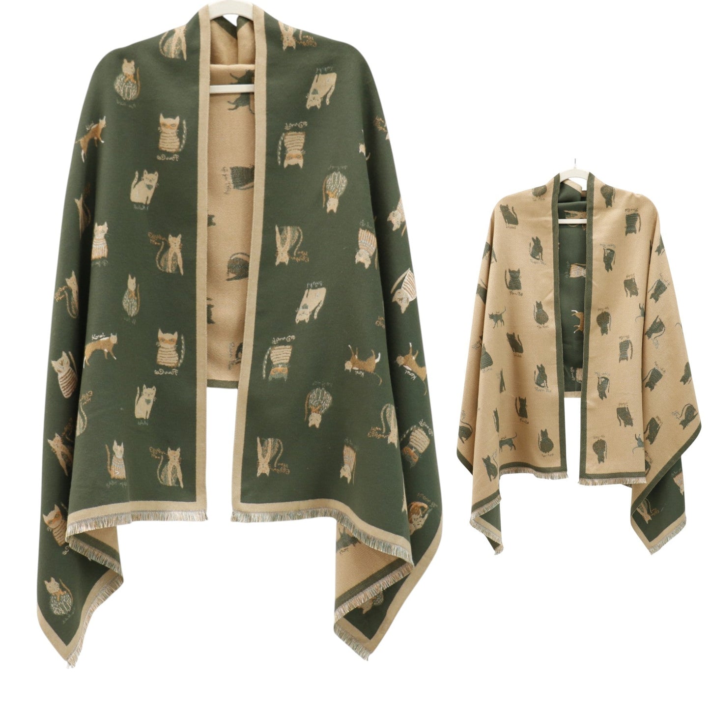 Cashmere Feel Winter Reversible Classic Cat Style  Scarves SCF1230-36(12PC)