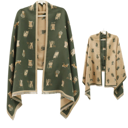 Cashmere Feel Winter Reversible Classic Cat Style  Scarves SCF1230-36(12PC)