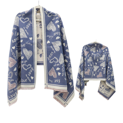 Cashmere Feel Winter Reversible Love N Heart Pattern Scarves SCF4827-23 (12PC)