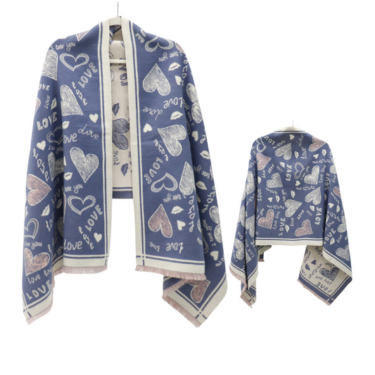 Cashmere Feel Winter Reversible Love N Heart Pattern Scarves SCF4827-23 (12PC)