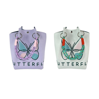 Butterfly Pattern Cord Strap Knitted Tote  Bag SS51118-1. (12PC)