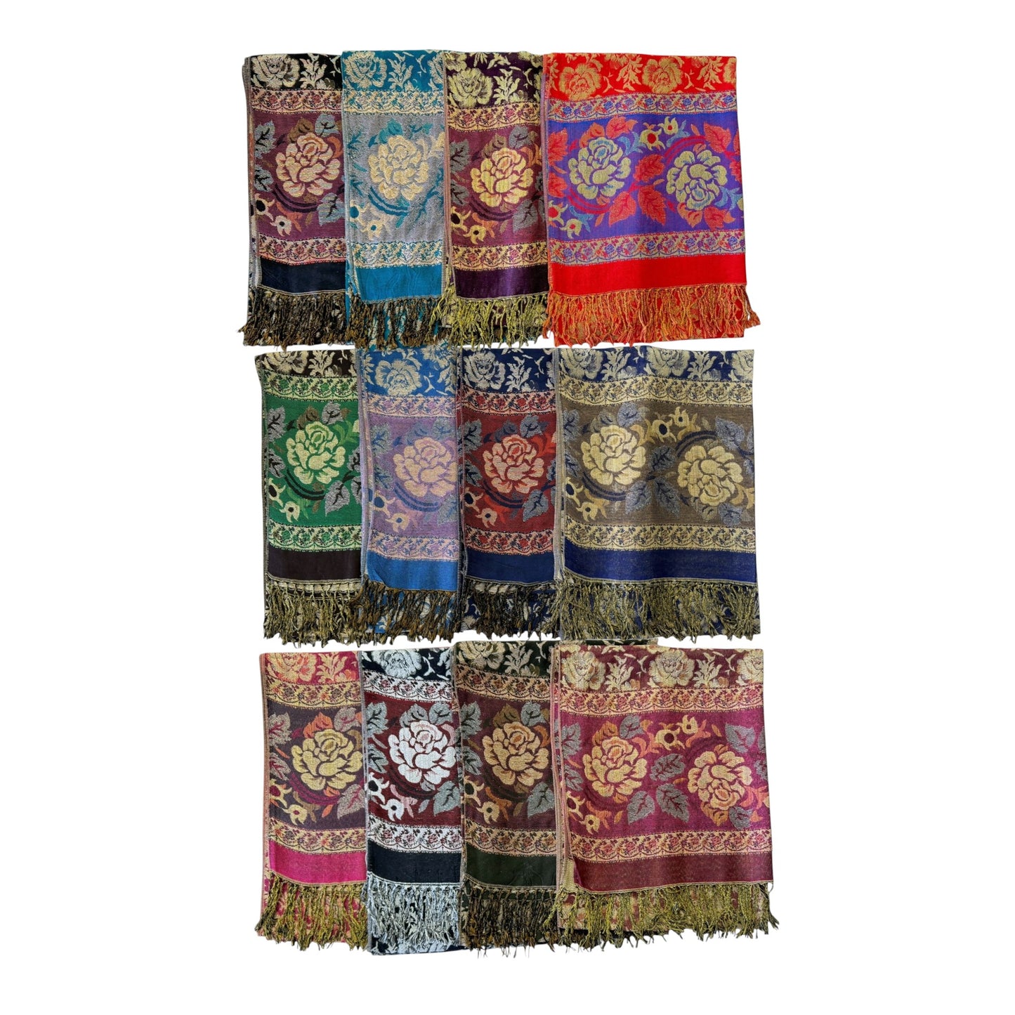 Metallic Pashmina Rose SCF4815-5.. (12PC)