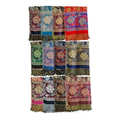 Metallic Pashmina Rose SCF4815-5.. (12PC)