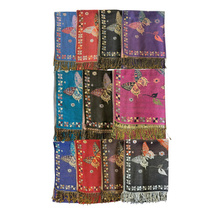 Metallic Pashmina Butterfly SCF4815-12. (12PC)
