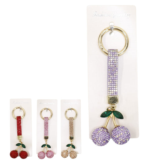 Cherry Rhinestone Keychain and Bag Charm JK6228-3. (12)