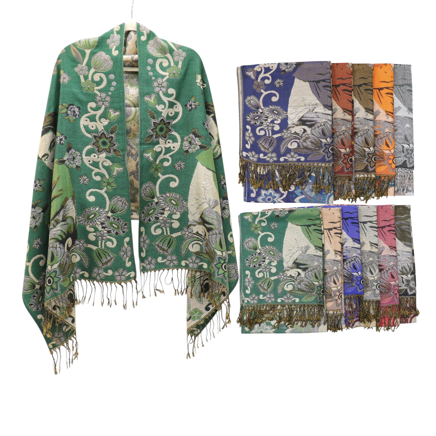 Metallic Pashmina Frida Kahlo SCF4814-1. (12pc)