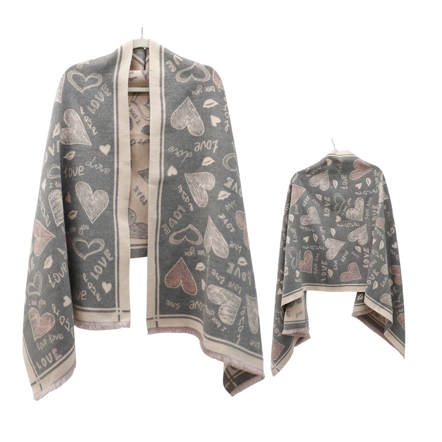 Cashmere Feel Winter Reversible Love N Heart Pattern Scarves SCF4827-23 (12PC)