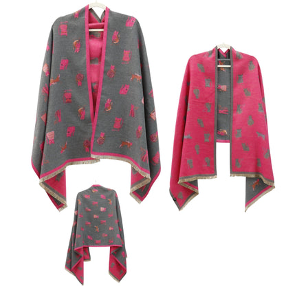 Cashmere Feel Winter Reversible Classic Cat Style  Scarves SCF1230-36(12PC)