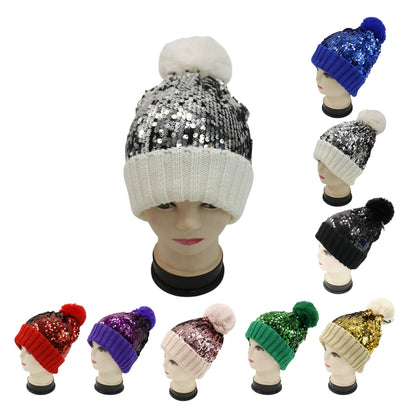 Pom Pom Sequin Beanie HA3715-1 (3PC)