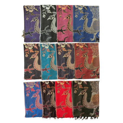 Metallic Pashmina Peacock  SCF4815-14.. (12PC)
