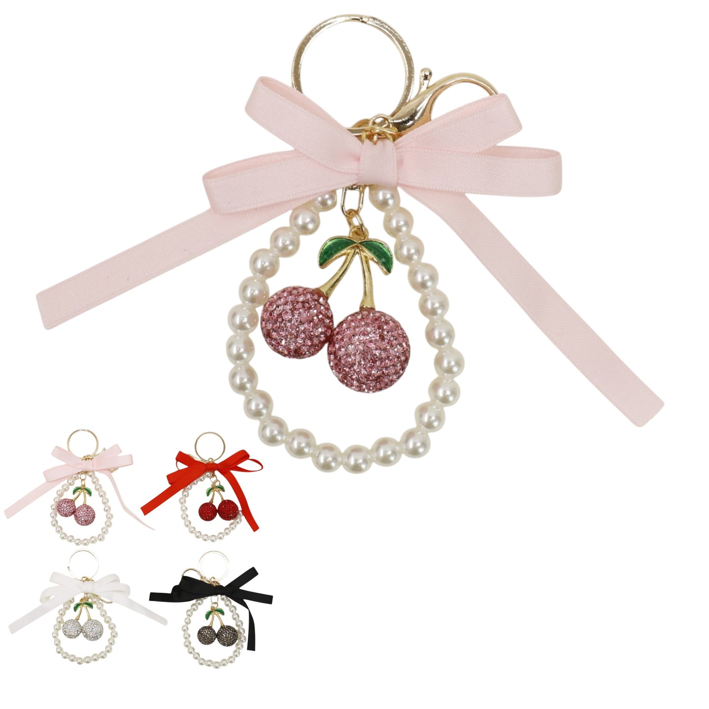 Cherry Rhinestone Ribbon Keychain and Bag Charm JK6416-14 (12)