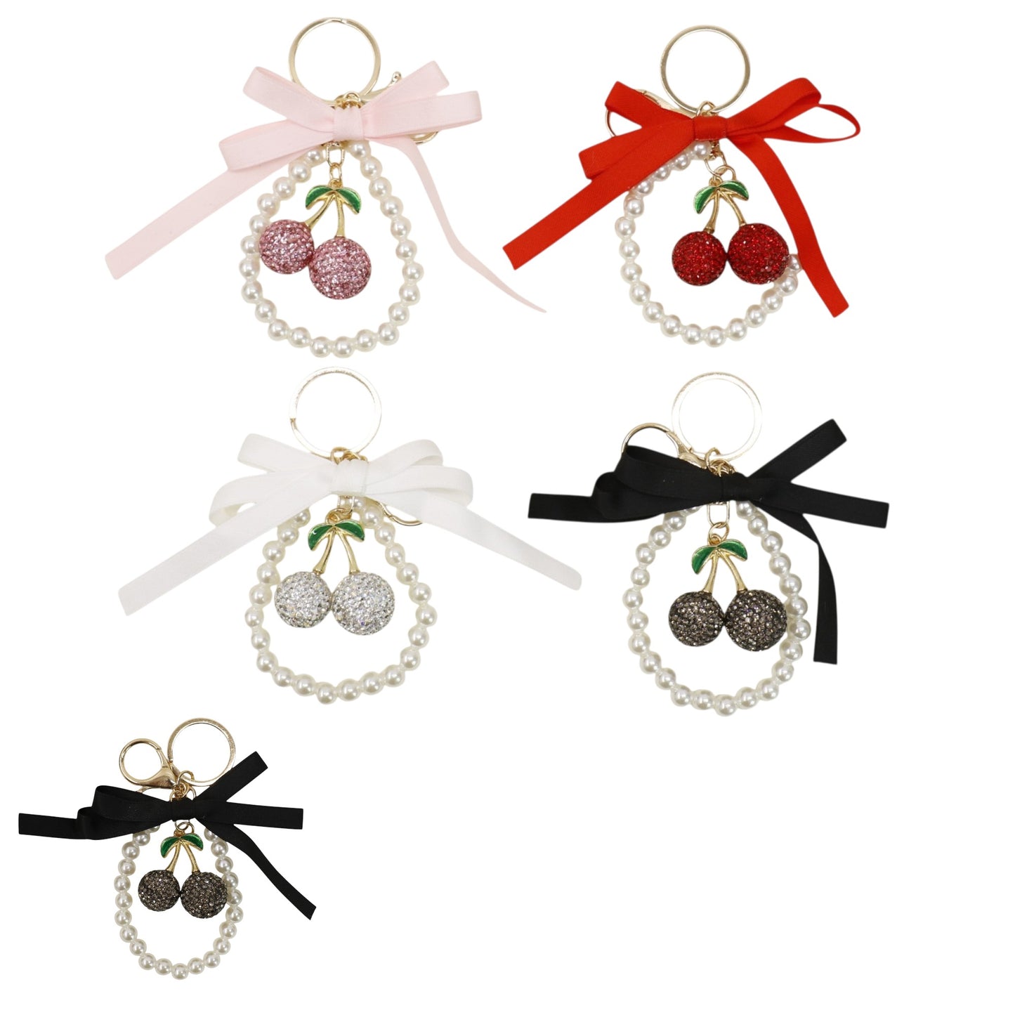Cherry Rhinestone Ribbon Keychain and Bag Charm JK6416-14 (12)