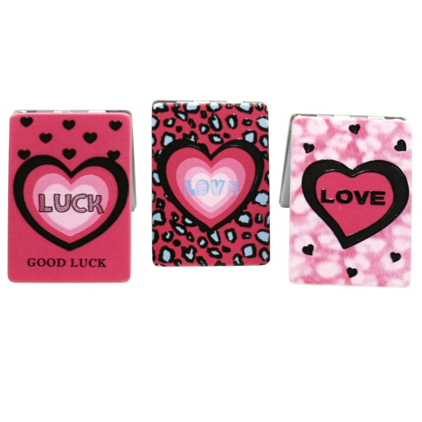 Love Hearts Matte Rectangular Compact Mirror JM5921-7 (12PC)