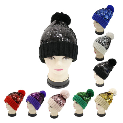 Pom Pom Sequin Beanie HA3715-1 (3PC)