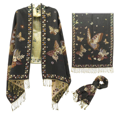 Metallic Pashmina Butterfly SCF4815-12. (12PC)