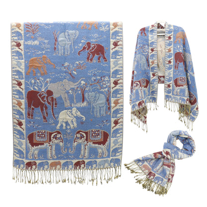 Metallic Pashmina Elephant Pattern SCF5923-1 (12pc)