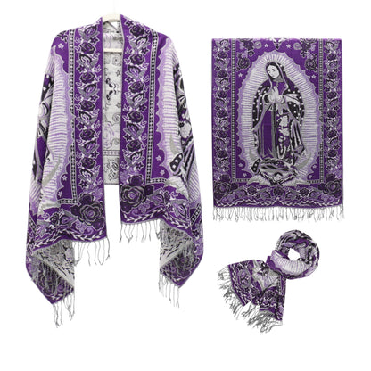 Metallic Pashmina Our Lady of Guadalupe SCF3719-28 (12PC)