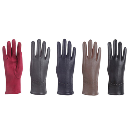 Women's Faux Leather Rhinestone Decor Gloves GL179 (12PAIR)