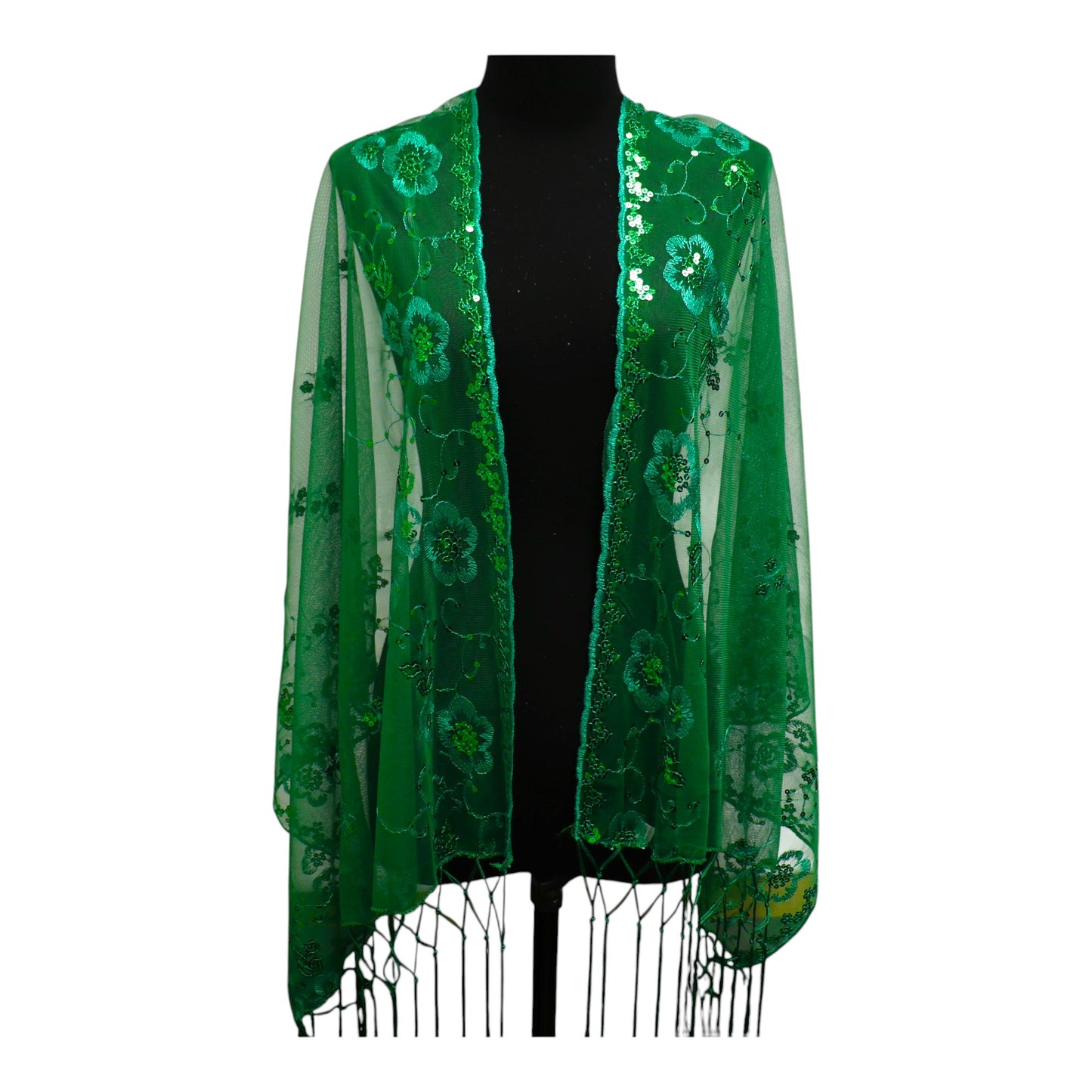 Sequin Chiffon Embellished Fringe Sheer Shawl Wrap Scarf SC309B. (12pc)