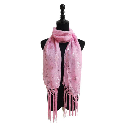 Sequin Chiffon Embellished Fringe Sheer Shawl Wrap Scarf SC309A.(12pc)