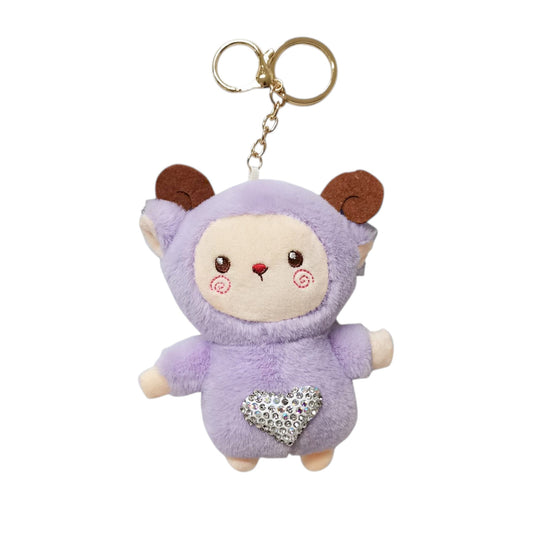 Rhinestone Sheep Plush Key Chain KC3305-18 (12PC)