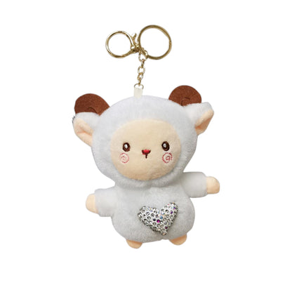 Rhinestone Sheep Plush Key Chain KC3305-18 (12PC)