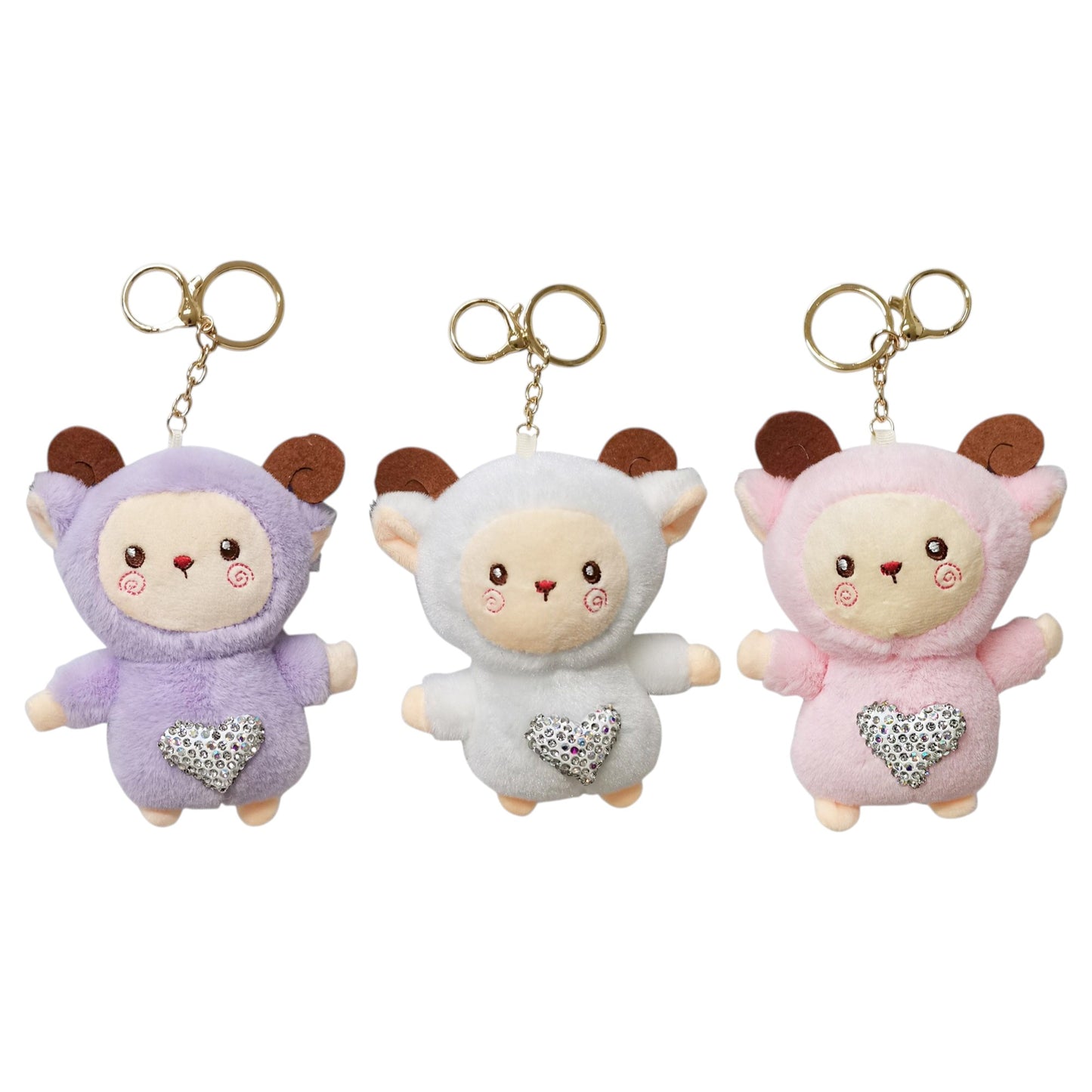 Rhinestone Sheep Plush Key Chain KC3305-18 (12PC)