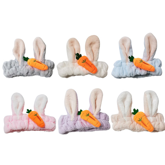Cute Bunny Ear Carrot Spa Headwrap HW3314-62. (12PC)
