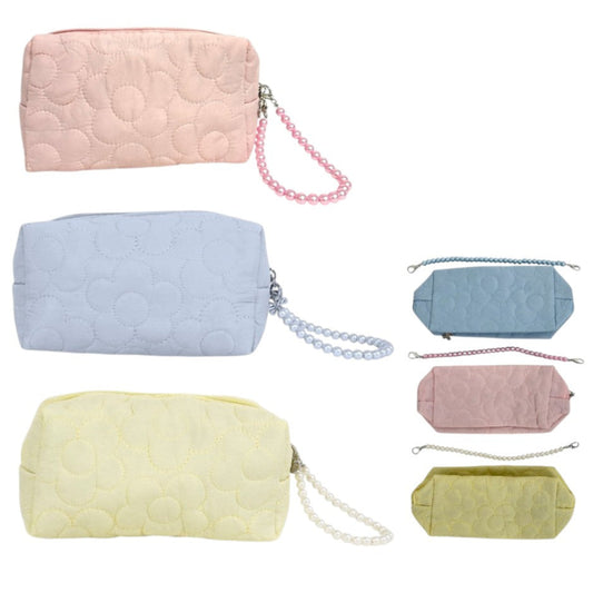 Solid Color Quilted Fabric Makeup Pouch JB5526-5. (12PC)