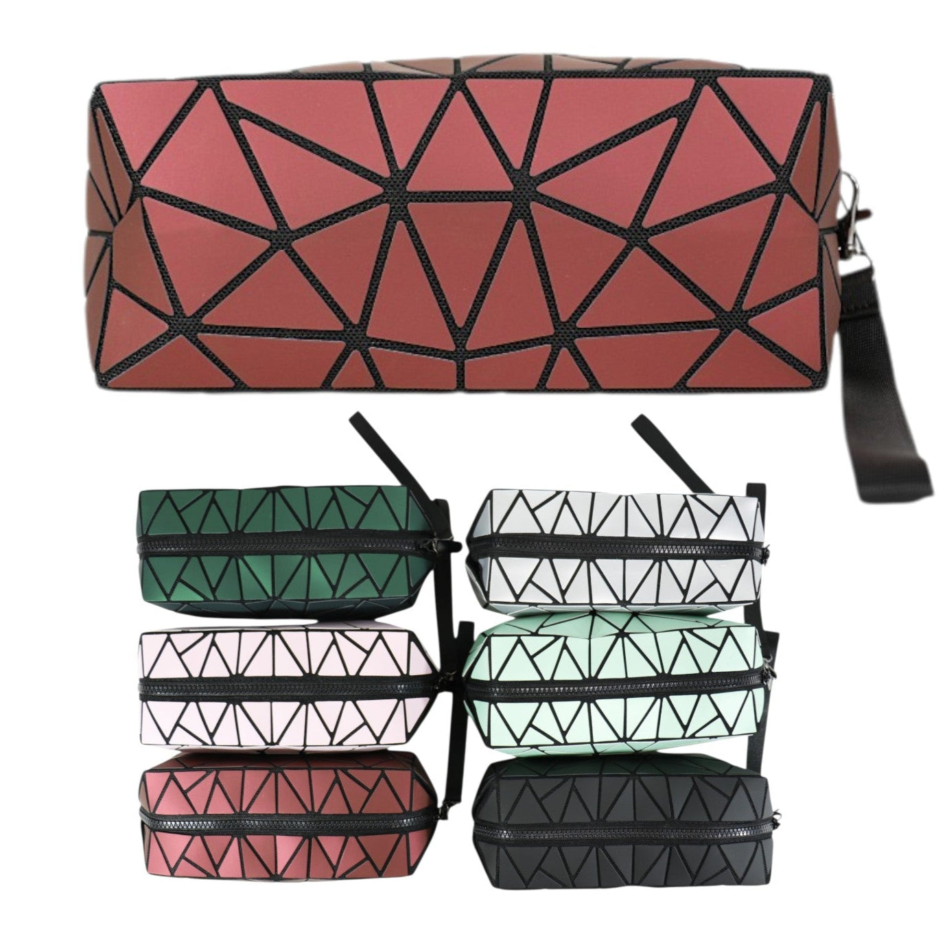 Geometric Triangle Pattern Makeup Pouch JB5526-14 (12PC)