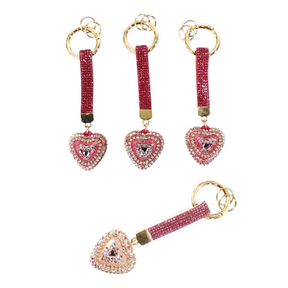 Double Sided Rhinestone Heart Keychain KC41101-14 (12PC)