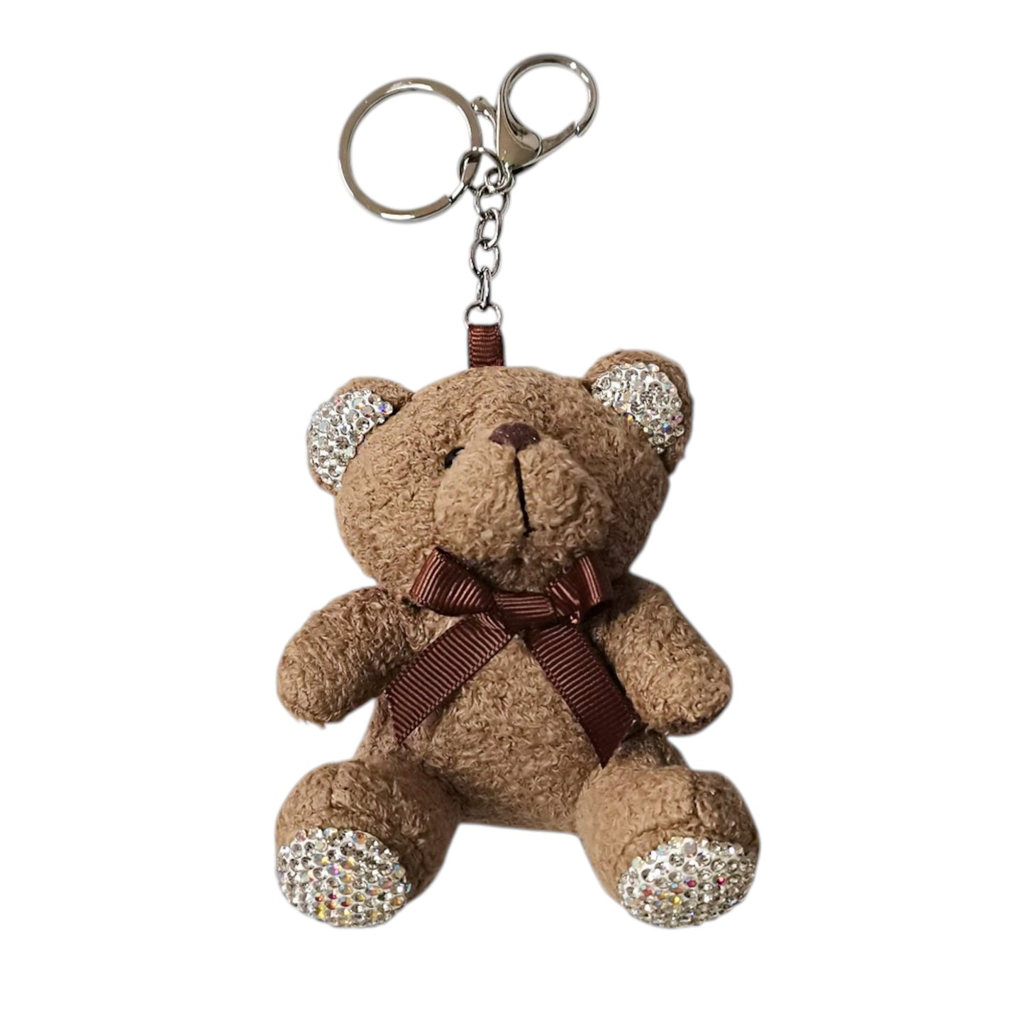 Rhinestone Ribbon Bear Plush Key Chain KC21030-3 (12PC)