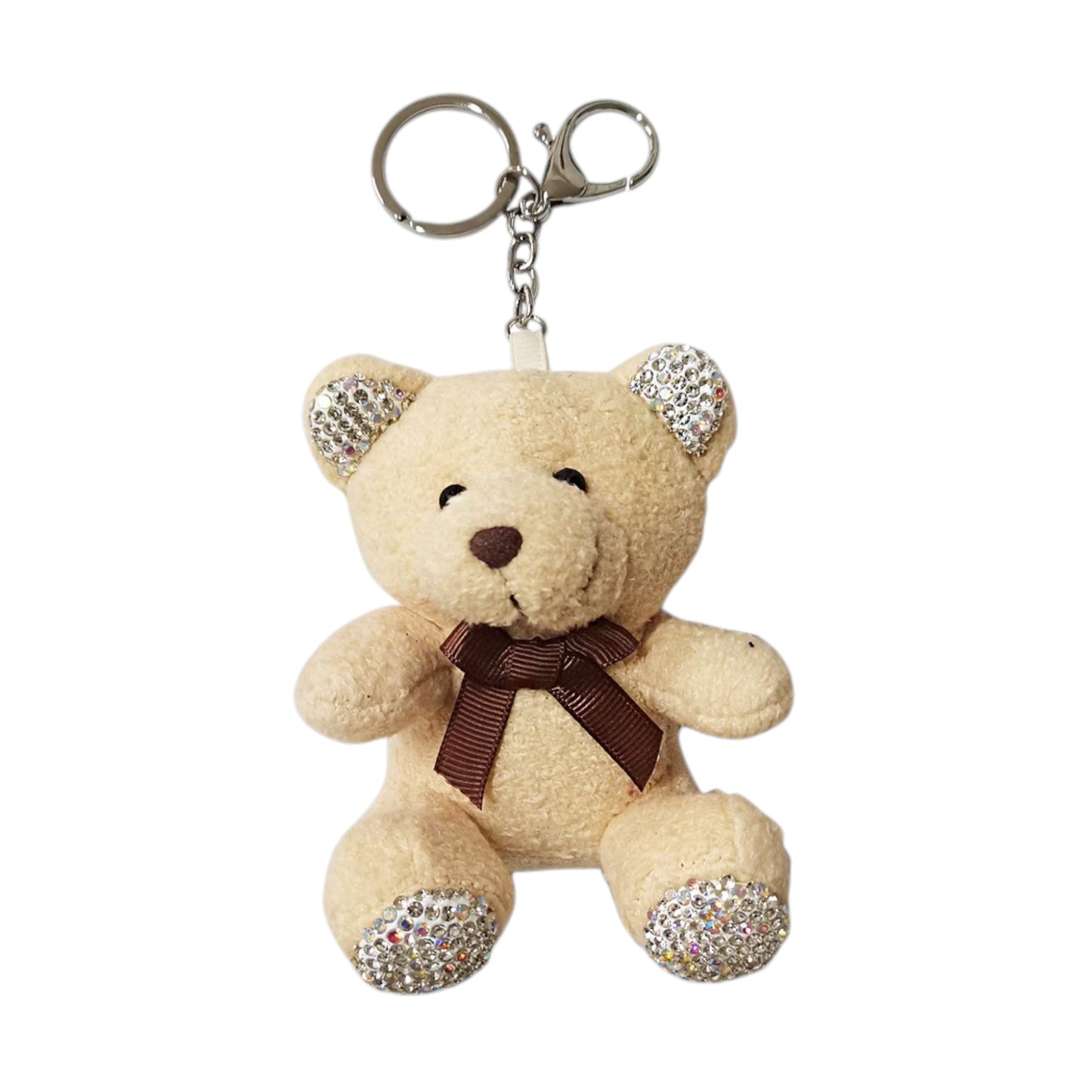 Rhinestone Ribbon Bear Plush Key Chain KC21030-3 (12PC)