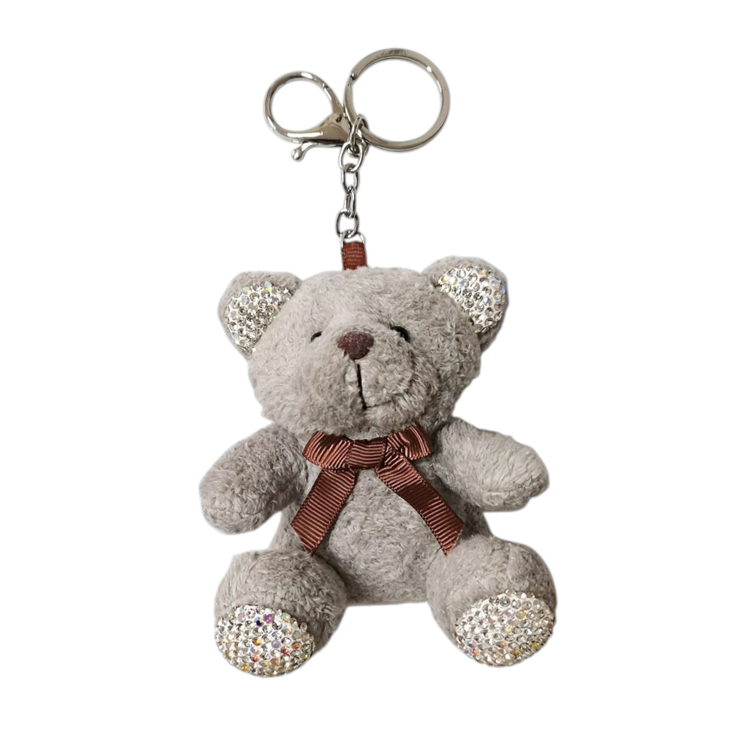 Rhinestone Ribbon Bear Plush Key Chain KC21030-3 (12PC)