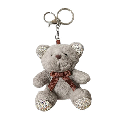 Rhinestone Ribbon Bear Plush Key Chain KC21030-3 (12PC)