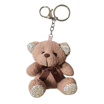 Rhinestone Ribbon Bear Plush Key Chain KC21030-3 (12PC)