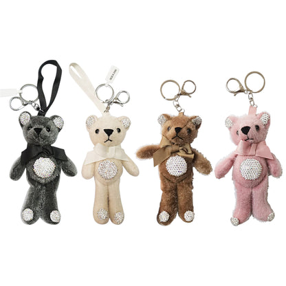 Rhinestone Ribbon Bear Plush Key Chain KC922-14R (12PC)